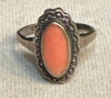 Sterling Silver Ring with Pink Stone size 6