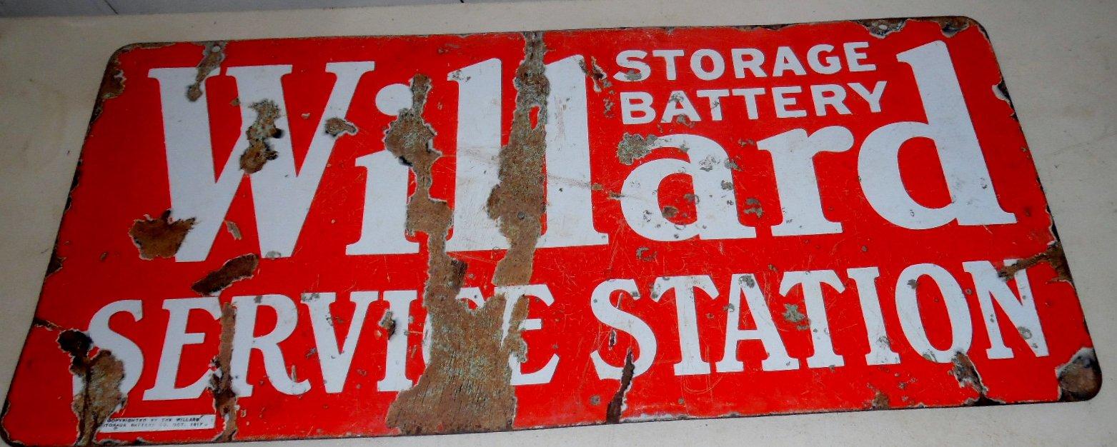 Porcelain Willard Storage Battery Service Station Date 1917