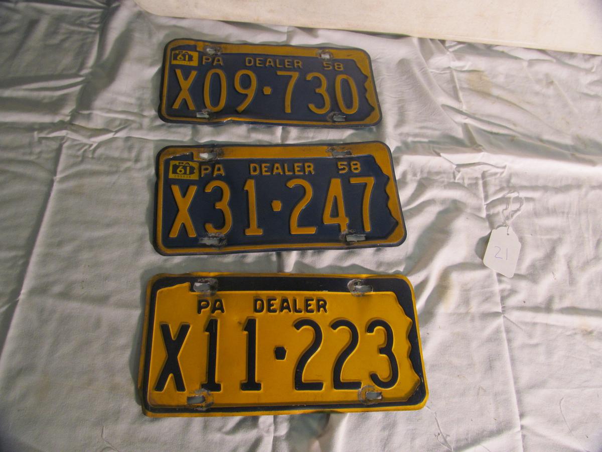 3 Pennsylvania Dealer Tags