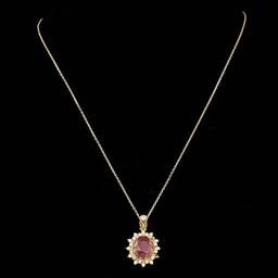 14k Gold 5.50ct Ruby 0.75ct Diamond Pendant