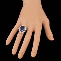 14k Gold 10.00ct Sapphire 1.35ct Diamond Ring