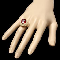 14k Yellow Gold 6.50ct Ruby 0.80ct Diamond Ring