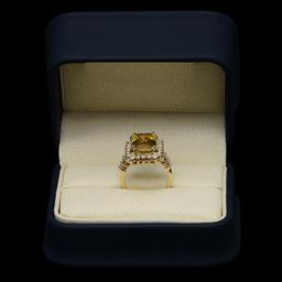 14k Gold 5.02ct Yellow Beryl 1.12ct Diamond Ring