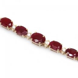 14k Gold 15.00ct Ruby 0.60ct Diamond Bracelet