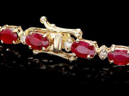 14k Gold 15.00ct Ruby 0.60ct Diamond Bracelet