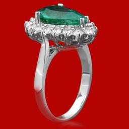 14k Gold 3.13ct Emerald 0.95ct Diamond Ring