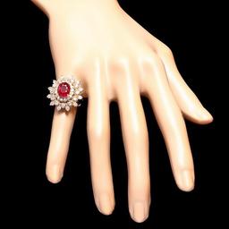 14k Yellow Gold 4.00ct Ruby 2.00ct Diamond Ring