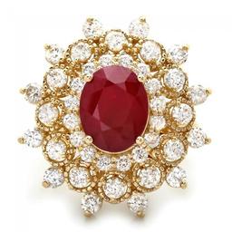 14k Yellow Gold 4.00ct Ruby 2.00ct Diamond Ring