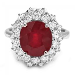 14k White Gold 6.50ct Ruby 1.50ct Diamond Ring