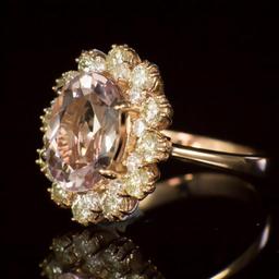 14K Gold 3.53ct Morganite 1.45ct Diamond Ring