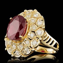14k Yellow Gold 10.00ct Ruby 1.60ct Diamond Ring
