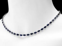 14k Gold 26.50ct Sapphire 1ct Diamond Necklace