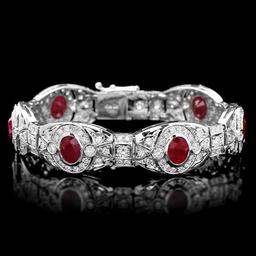 14k Gold 10.80ct Ruby 6.90ct Diamond Bracelet