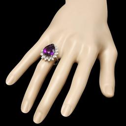 14k Gold 8.50ct Amethyst 0.90ct Diamond Ring