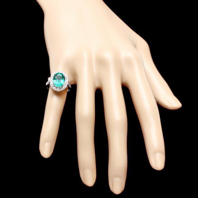 14k White Gold 3.50ct Emerald 0.70ct Diamond Ring
