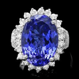 18k Gold 14.00ct Tanzanite 1.50ct Diamond Ring