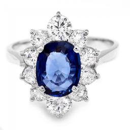 18k Gold 1.80ct Sapphire 1.20ct Diamond Ring