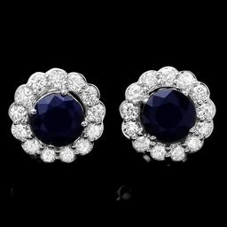 14k Gold 3.70ct Sapphire 1.5ct Diamond Earrings