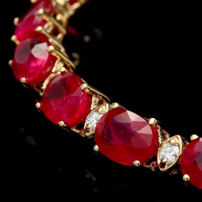 14k Gold 19.00ct Ruby 0.80ct Diamond Bracelet