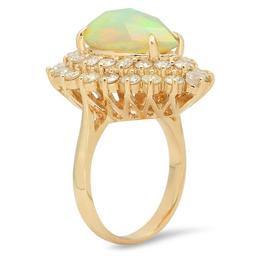 14K Gold 4.42ct Opal 2.55cts Diamond Ring