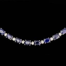 14k Gold 30.00ct Sapphire 1.35ct Diamond Necklace