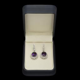 14K Gold 9.25ct Amethyst 1.44ct Diamond Earrings