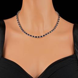 14k Gold 30.00ct Sapphire 1.35ct Diamond Necklace