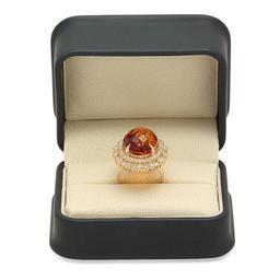 14K Gold 17.24ct Citrine 2.20cts Diamond Ring