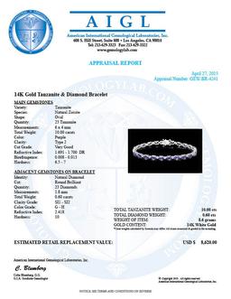 14k Gold 10ct Tanzanite 0.60ct Diamond Bracelet