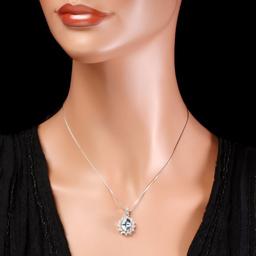 14k Gold 2.8ct Aquamarine .70ct Diamond Pendant