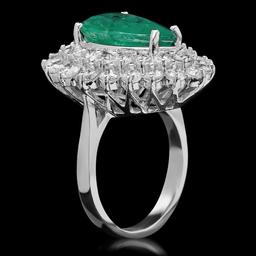 14K Gold 5.12ct Emerald & 2.75ct Diamond Ring