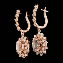 14k Rose 4.00ct Morganite 1.60ct Diamond Earrings