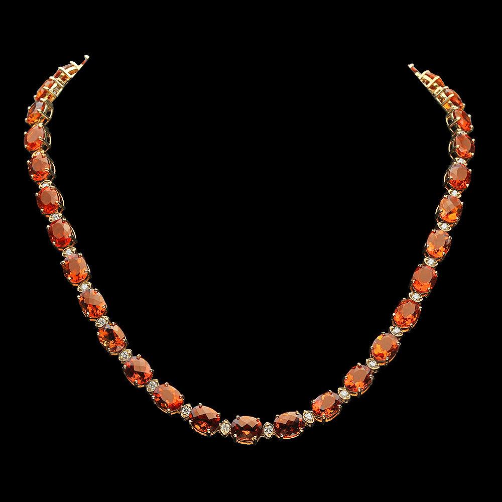 14K Gold 60.15ct Citrine Diamond Necklace