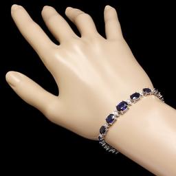 14k Gold 12.00ct Sapphire 0.80ct Diamond Bracelet