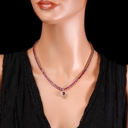 14k Gold 40ct Tourmaline 1ct Diamond Necklace