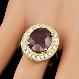 14k Yellow Gold 10.50ct Ruby 0.90ct Diamond Ring