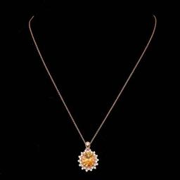 14k Gold 4.00ct Citrine 0.80ct Diamond Pendant