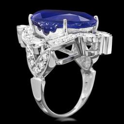 14k Gold 19.15ct Sapphire 1.30ct Diamond Ring