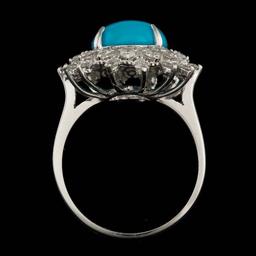 14k Gold 3.30ct Turquoise 0.75ct Diamond Ring