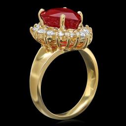 14k Yellow Gold 6.00ct Ruby 1.20ct Diamond Ring