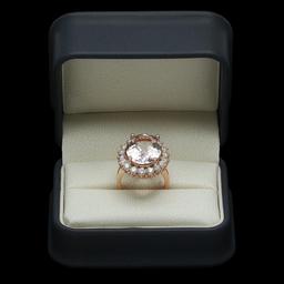 14K Gold 13.13ct Kunzite 2.22ct Diamond Ring