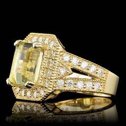 14k Yellow Gold 4.00ct Beryl 1.30ct Diamond Ring
