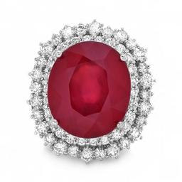 14k White Gold 18.00ct Ruby 2.00ct Diamond Ring