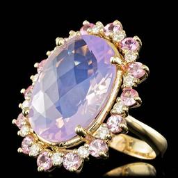 14k Gold 14.00ct Amethyst 0.70ct Diamond Ring