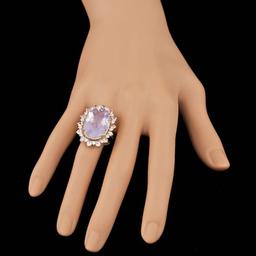 14k Gold 14.00ct Amethyst 0.70ct Diamond Ring