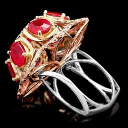 14k Gold 12.00ct Ruby 1.35ct Diamond Ring