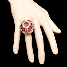 14k Gold 12.00ct Ruby 1.35ct Diamond Ring