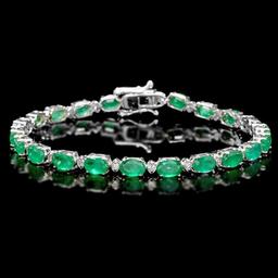 18k Gold 11ct Emerald 0.60ct Diamond Bracelet