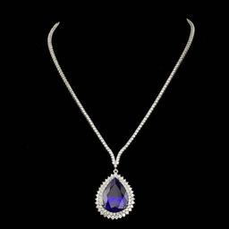 18k 38.00ct Tanzanite 12.35ct Diamond Necklace