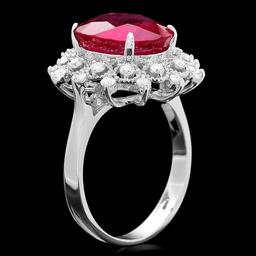 14k White Gold 6.50ct Ruby 0.50ct Diamond Ring